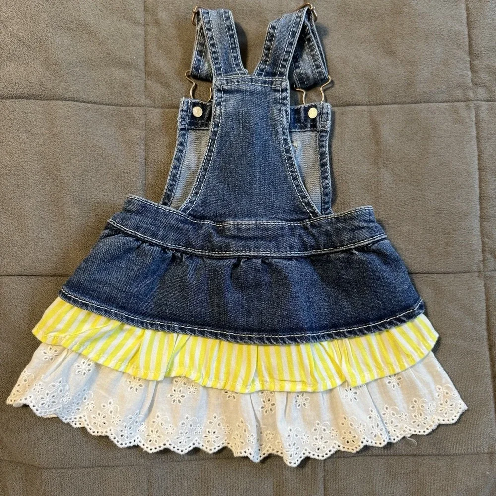Baby Girl Denim Overall Dress Eyelet Skirt 12m Wonder Nation Jean Overall‎ Dress